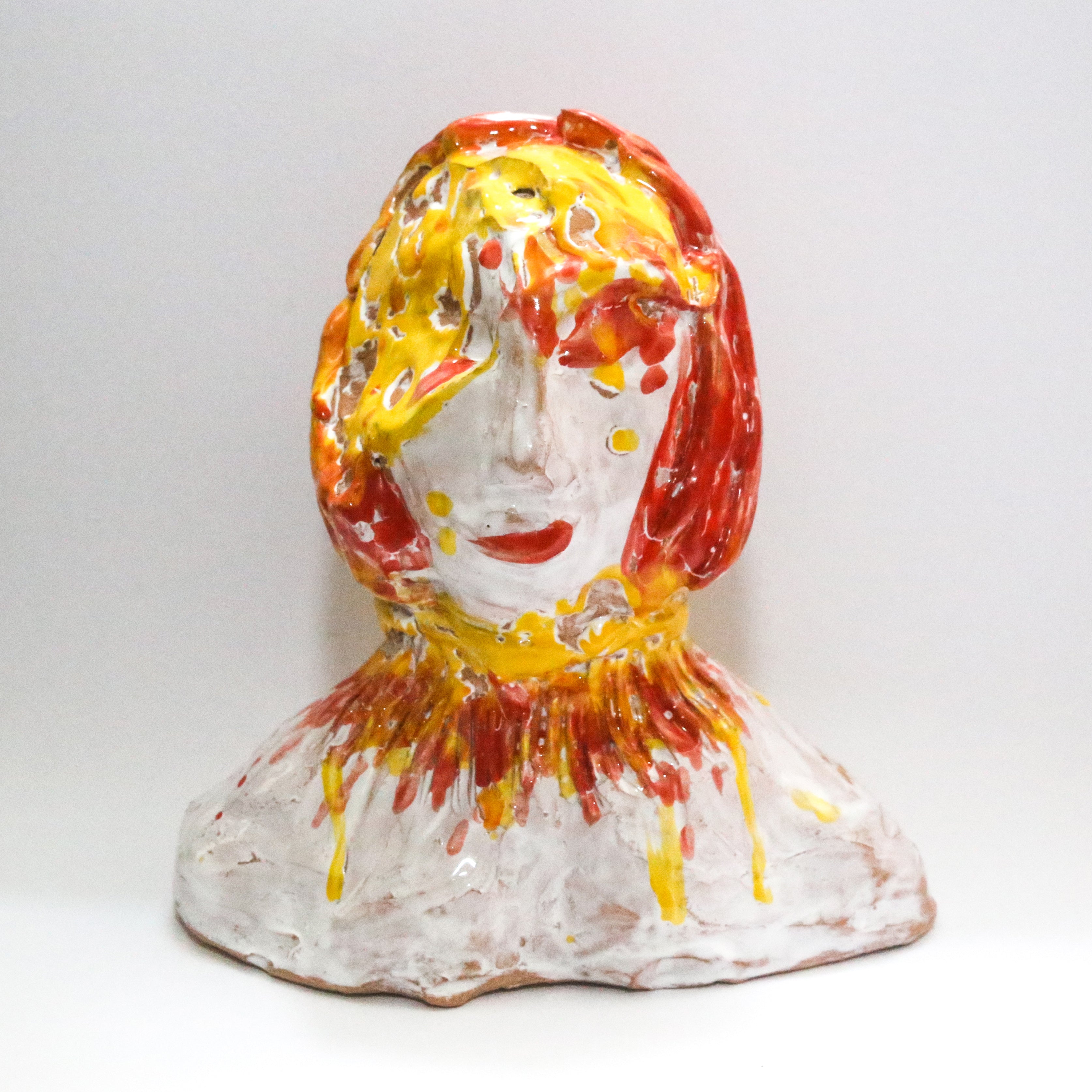 Fire Portrait. WHITE, CERAMIC SCULPTURE MADE BY LEONARDO GLAUSO. 2026. FIRENZE.